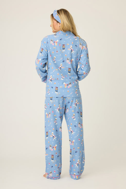 Pj Salvage Flannels Baked Woof Love Dog Print 3-Piece PJ Set